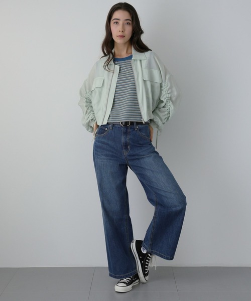 saloon（サルーン）の「SALOON(サルーン)/袖シャーリングシアーブルゾン（ブルゾン・レディース・ライトグリーン/オフホワイト/ブラック・FREE）」の18枚目の写真