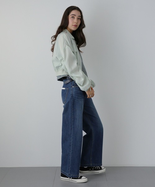 saloon（サルーン）の「SALOON(サルーン)/袖シャーリングシアーブルゾン（ブルゾン・レディース・ライトグリーン/オフホワイト/ブラック・FREE）」の21枚目の写真