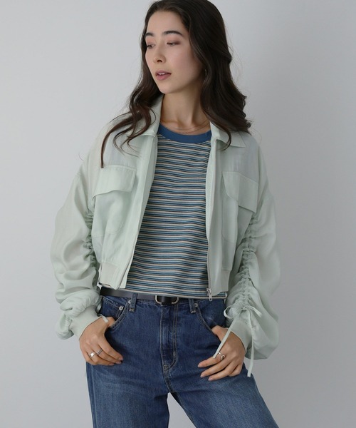 saloon（サルーン）の「SALOON(サルーン)/袖シャーリングシアーブルゾン（ブルゾン・レディース・ライトグリーン/オフホワイト/ブラック・FREE）」の22枚目の写真