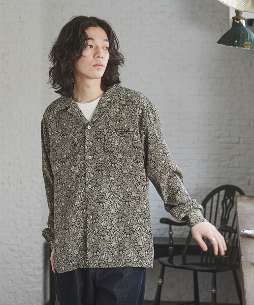 TOWNCRAFT（タウンクラフト）の「TOWNCRAFT（タウンクラフト）別注ペイズリーオープンカラーシャツ（シャツ/ブラウス・メンズ・ブラック/ネイビー・M/L/XL）」の7枚目の写真