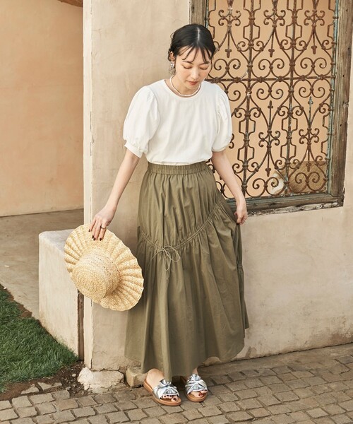 FREAK'S STORE（フリークスストア）の「インド アシメリボンスカート/ロングスカート（スカート・レディース・ブラック/オリーブ/オフホワイト・ﾌﾘ-）」の22枚目の写真