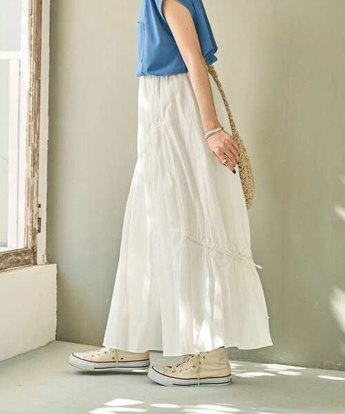 FREAK'S STORE（フリークスストア）の「インド アシメリボンスカート/ロングスカート（スカート・レディース・ブラック/オリーブ/オフホワイト・ﾌﾘ-）」の5枚目の写真