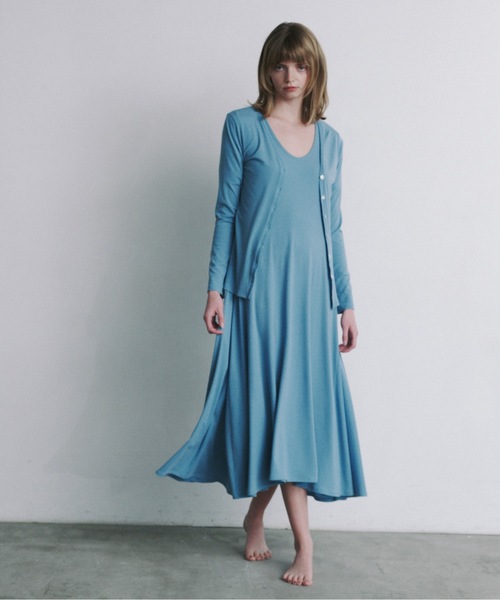 Priv. Spoons Club(プライベートスプーンズクラブ)の「elastic cardigan / Vネック長袖カーディガン(カーディガン/ボレロ・レディース・ブルー/ブラック・FREE)」の4枚目の写真