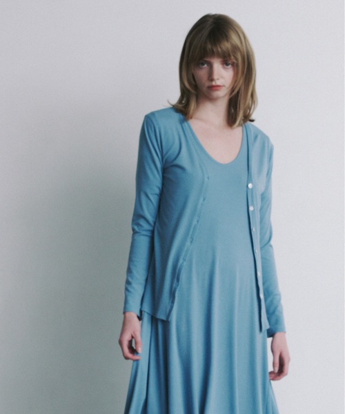 Priv. Spoons Club(プライベートスプーンズクラブ)の「elastic cardigan / Vネック長袖カーディガン(カーディガン/ボレロ・レディース・ブルー/ブラック・FREE)」の3枚目の写真