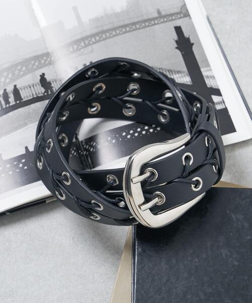 WEGO(ウィゴー)の「WEGO/レースアップハトメベルト(ベルト・レディース・ブラック・FREE)」の1枚目の写真