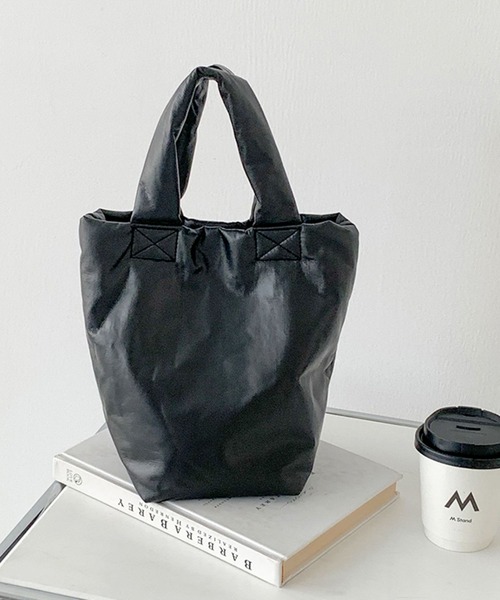 florist（フローリスト）の「メタリックパフィレザーハンドバッグ/トートバッグ（ハンドバッグ・レディース・ホワイト/ピンクゴールド/ブラック/シルバー・FREE）」の3枚目の写真