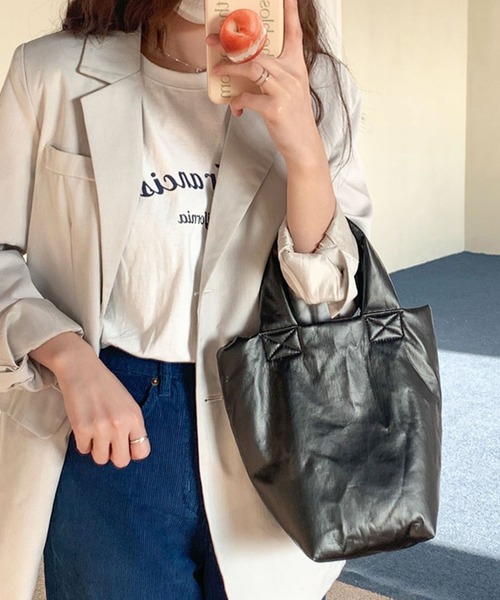 florist（フローリスト）の「メタリックパフィレザーハンドバッグ/トートバッグ（ハンドバッグ・レディース・ホワイト/ピンクゴールド/ブラック/シルバー・FREE）」の13枚目の写真