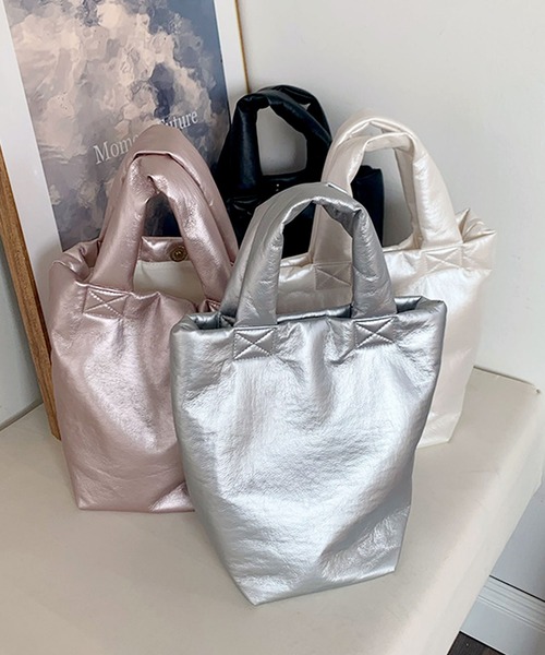 florist（フローリスト）の「メタリックパフィレザーハンドバッグ/トートバッグ（ハンドバッグ・レディース・ホワイト/ピンクゴールド/ブラック/シルバー・FREE）」の20枚目の写真