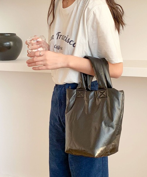 florist（フローリスト）の「メタリックパフィレザーハンドバッグ/トートバッグ（ハンドバッグ・レディース・ホワイト/ピンクゴールド/ブラック/シルバー・FREE）」の22枚目の写真