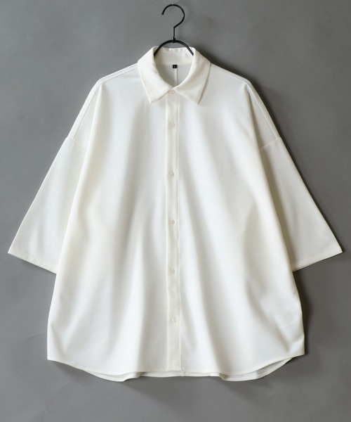 SITRY(シトリー)の「Amunzen Big Silhouette Shirt/UVカット 梨地 ビッグシルエット 半袖シャツ(シャツ/ブラウス・メンズ・ターコイズブルー/グレイッシュブルー/アイボリー/チャコール/グレイッシュベージュ/ブラック/オフホワイト/ダークグリーン・M/LL/L)」の1枚目の写真