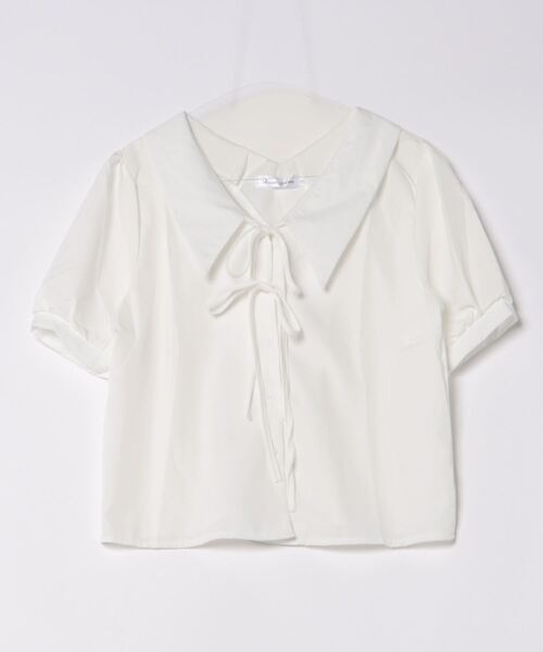 MAISON DE THERESE(メゾン ド テレーズ)の「Vネック半袖シャツ(シャツ/ブラウス・レディース・ホワイト/ライトグリーン・M/S)」の7枚目の写真