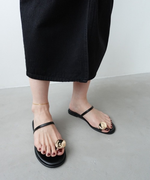   ロゴ付き フラット サンダル rienda サンダル RRロゴフラットサンダル レディース : ZOZOTOWN