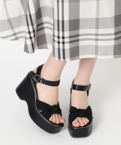 ESPERANZA(エスペランサ)の「ムスビウェッジサンダル 24SS(サンダル・レディース・ブラック系2/アイボリー/パープル系2・M/S/LL/L)」の3枚目の写真