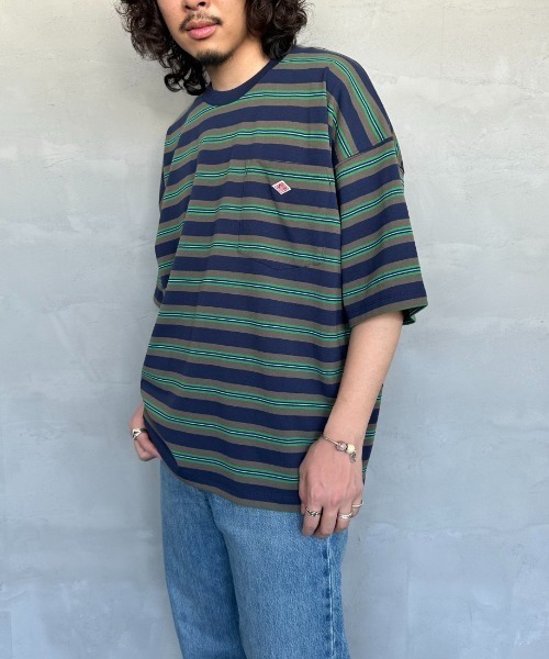 DANTON（ダントン）の「【WEB限定】[DANTON/ダントン] ビッグポケット ワンポイントロゴボーダーTシャツ（Tシャツ/カットソー・レディース・ブラック系/ベージュ/ネイビー・M/L）」の16枚目の写真