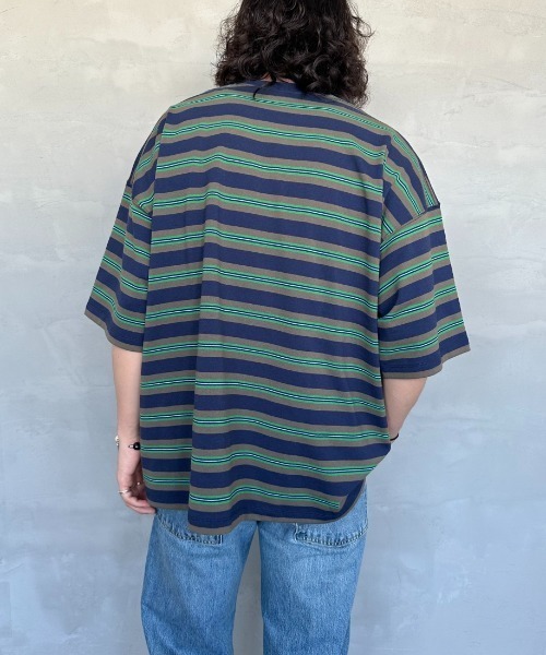 DANTON（ダントン）の「【WEB限定】[DANTON/ダントン] ビッグポケット ワンポイントロゴボーダーTシャツ（Tシャツ/カットソー・レディース・ブラック系/ベージュ/ネイビー・M/L）」の18枚目の写真