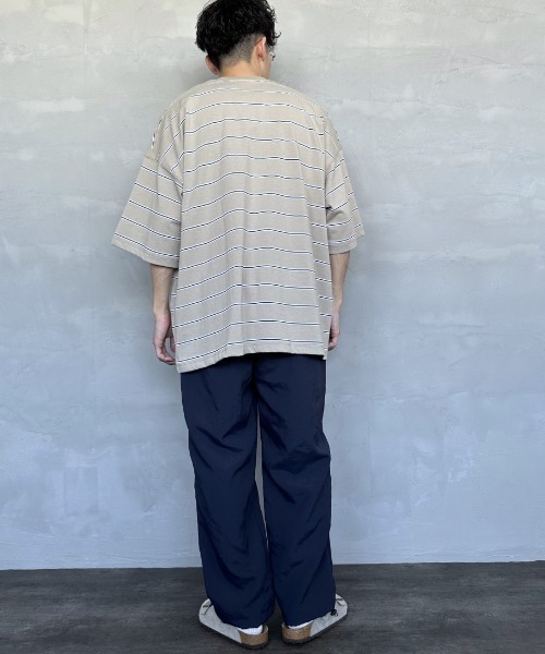 DANTON（ダントン）の「【WEB限定】[DANTON/ダントン] ビッグポケット ワンポイントロゴボーダーTシャツ（Tシャツ/カットソー・レディース・ブラック系/ベージュ/ネイビー・M/L）」の7枚目の写真