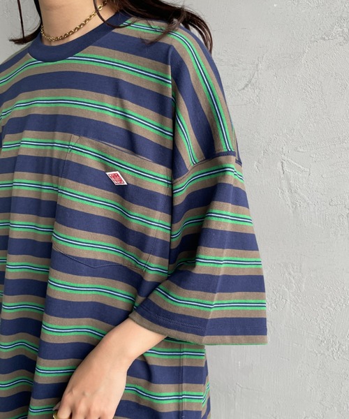 DANTON（ダントン）の「【WEB限定】[DANTON/ダントン] ビッグポケット ワンポイントロゴボーダーTシャツ（Tシャツ/カットソー・レディース・ブラック系/ベージュ/ネイビー・M/L）」の14枚目の写真
