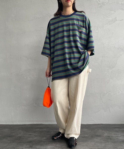 DANTON（ダントン）の「【WEB限定】[DANTON/ダントン] ビッグポケット ワンポイントロゴボーダーTシャツ（Tシャツ/カットソー・レディース・ブラック系/ベージュ/ネイビー・M/L）」の11枚目の写真