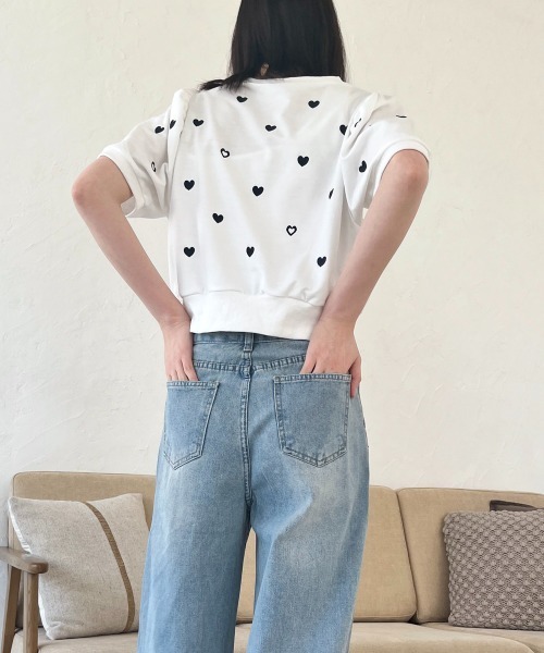 Rejoule(リジュール)の「ハート刺繍パフ袖トップス(Tシャツ/カットソー・レディース・オフホワイト/ネイビー/オートミール・FREE)」の21枚目の写真