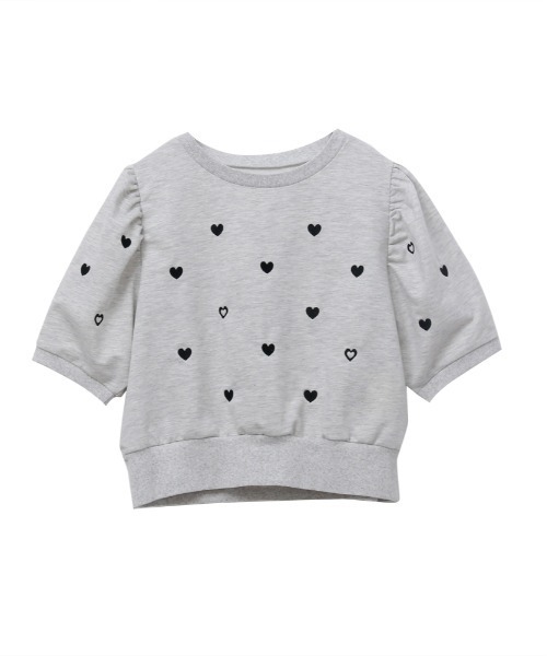 Rejoule(リジュール)の「ハート刺繍パフ袖トップス(Tシャツ/カットソー・レディース・オフホワイト/ネイビー/オートミール・FREE)」の13枚目の写真