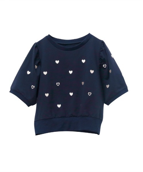 Rejoule(リジュール)の「ハート刺繍パフ袖トップス(Tシャツ/カットソー・レディース・オフホワイト/ネイビー/オートミール・FREE)」の12枚目の写真