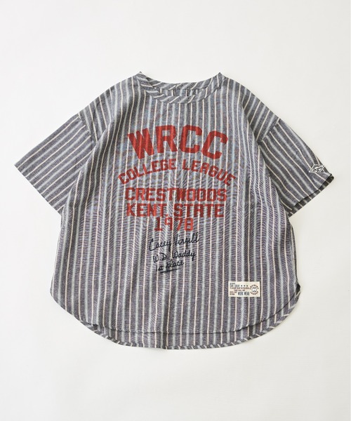 CUBE SUGAR(キューブシュガー)の「ストライプ半袖ロゴプリントプルオーバーシャツ(シャツ/ブラウス・レディース・ブラウン/マルチ/ブルー/ネイビー・M)」の17枚目の写真