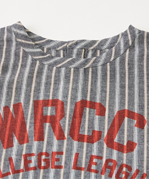 CUBE SUGAR(キューブシュガー)の「ストライプ半袖ロゴプリントプルオーバーシャツ(シャツ/ブラウス・レディース・ブラウン/マルチ/ブルー/ネイビー・M)」の18枚目の写真