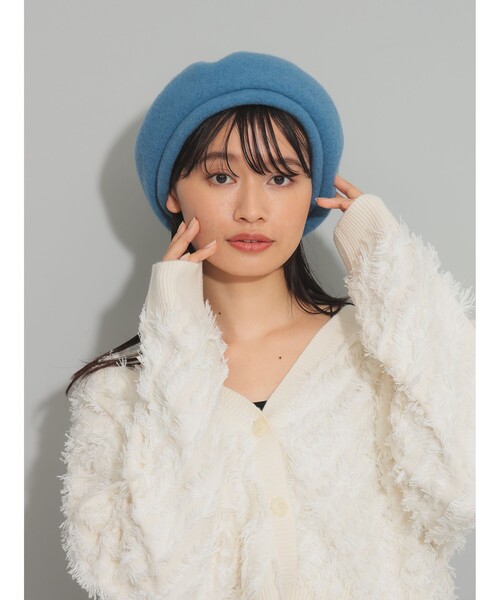 Ray BEAMS（レイビームス）の「バスク ベレー帽（ハンチング/ベレー帽・レディース・ブラック/ライトブルー・ONE SIZE）」の4枚目の写真