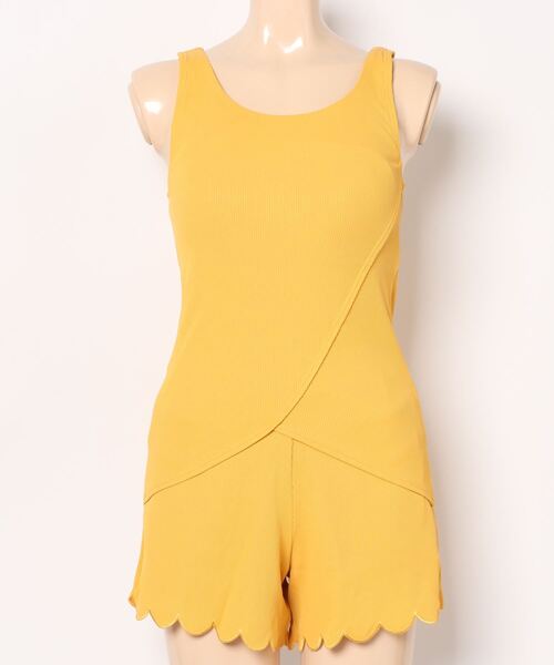 Ocean Pacific（オーシャンパシフィック）の「Ocean Pacific/オーシャンパシフィック カップ着脱可能 タンクトップタイプ タンキニ フレアパンツ 水着 スイムウェア 3点セット セットアイテム（水着・レディース・カーキ/ブラック/イエロー/ベージュ・M/L/XL）」の5枚目の写真