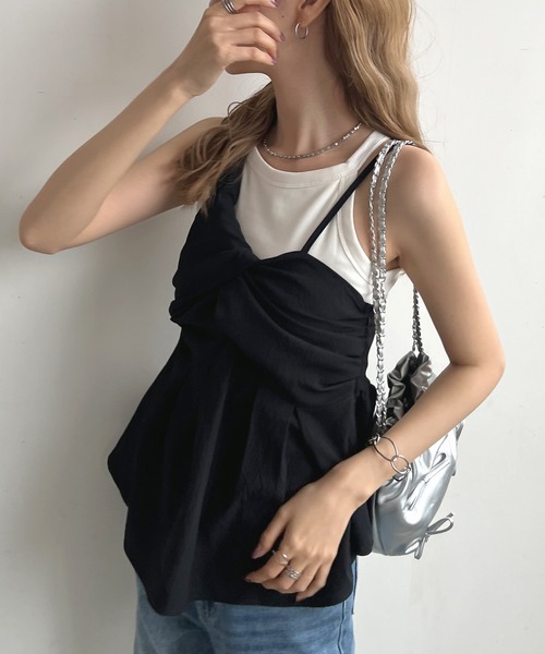 Futier land(フューティアランド)の「アシンメトリークロスビスチェ/キャミソール(キャミソール・レディース・アイボリー/グリーン系その他/ライトブルー/ブラック・FREE)」の8枚目の写真