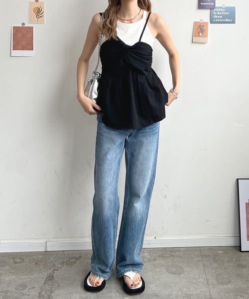 Futier land(フューティアランド)の「アシンメトリークロスビスチェ/キャミソール(キャミソール・レディース・アイボリー/グリーン系その他/ライトブルー/ブラック・FREE)」の15枚目の写真