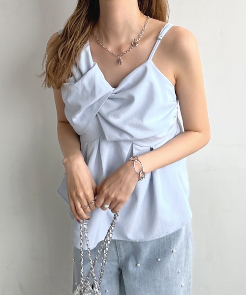 Futier land(フューティアランド)の「アシンメトリークロスビスチェ/キャミソール(キャミソール・レディース・アイボリー/グリーン系その他/ライトブルー/ブラック・FREE)」の18枚目の写真