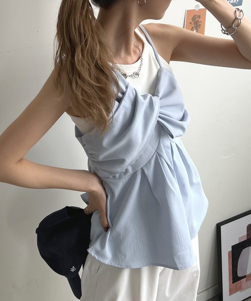 Futier land(フューティアランド)の「アシンメトリークロスビスチェ/キャミソール(キャミソール・レディース・アイボリー/グリーン系その他/ライトブルー/ブラック・FREE)」の21枚目の写真