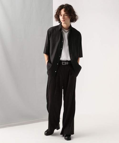 HARE（ハレ）の「【SET UP対応】ラメピンストライプシャツ(HARE)（シャツ/ブラウス・メンズ・ブラック/パープル/グレー・FREE）」の11枚目の写真