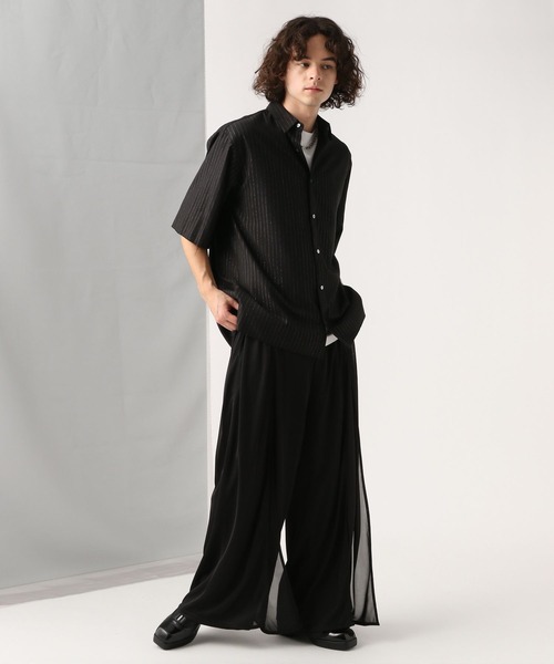 HARE（ハレ）の「【SET UP対応】ラメピンストライプシャツ(HARE)（シャツ/ブラウス・メンズ・ブラック/パープル/グレー・FREE）」の10枚目の写真