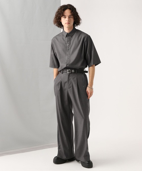 HARE（ハレ）の「【SET UP対応】ラメピンストライプシャツ(HARE)（シャツ/ブラウス・メンズ・ブラック/パープル/グレー・FREE）」の8枚目の写真