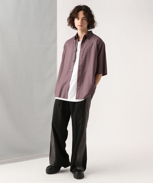 HARE（ハレ）の「【SET UP対応】ラメピンストライプシャツ(HARE)（シャツ/ブラウス・メンズ・ブラック/パープル/グレー・FREE）」の6枚目の写真
