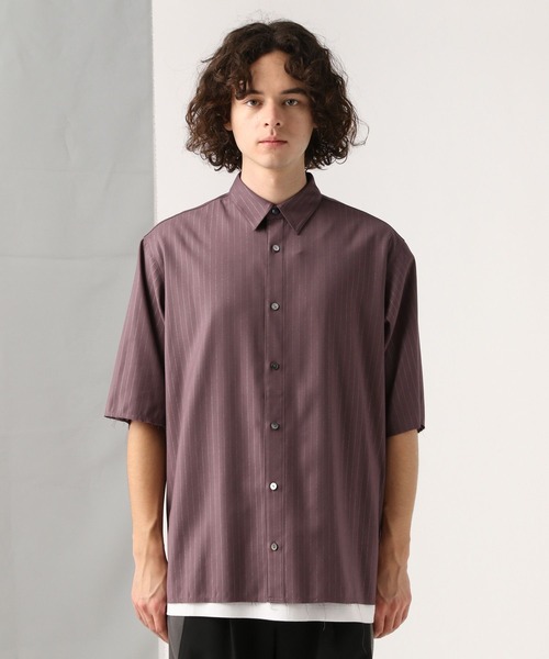 HARE（ハレ）の「【SET UP対応】ラメピンストライプシャツ(HARE)（シャツ/ブラウス・メンズ・ブラック/パープル/グレー・FREE）」の4枚目の写真