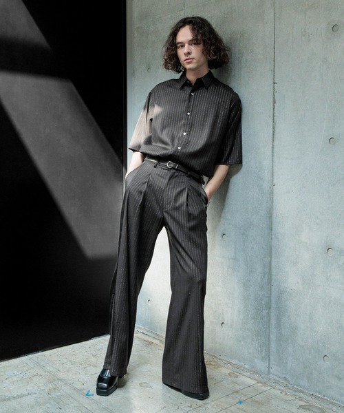 HARE（ハレ）の「【SET UP対応】ラメピンストライプシャツ(HARE)（シャツ/ブラウス・メンズ・ブラック/パープル/グレー・FREE）」の21枚目の写真