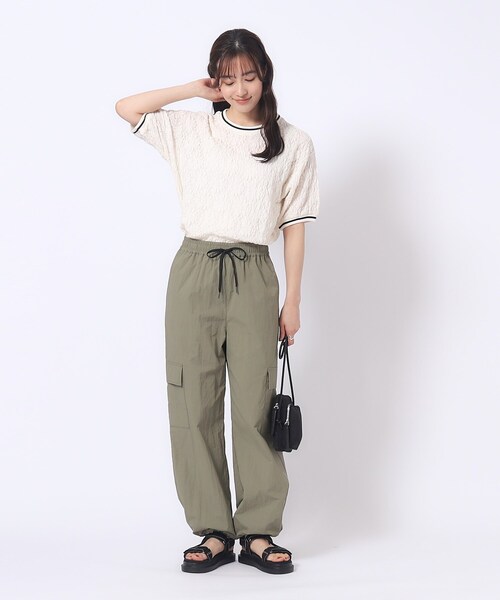 Cutie Blonde（キューティーブロンド）の「◆【インでもアウトでも】ライン入り ぽこぽこレーストップス（Tシャツ/カットソー・レディース・ホワイト系/ベビーピンク/ネイビー・03/04/02）」の6枚目の写真