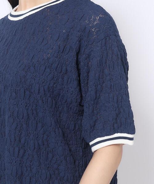 Cutie Blonde（キューティーブロンド）の「◆【インでもアウトでも】ライン入り ぽこぽこレーストップス（Tシャツ/カットソー・レディース・ホワイト系/ベビーピンク/ネイビー・03/04/02）」の20枚目の写真