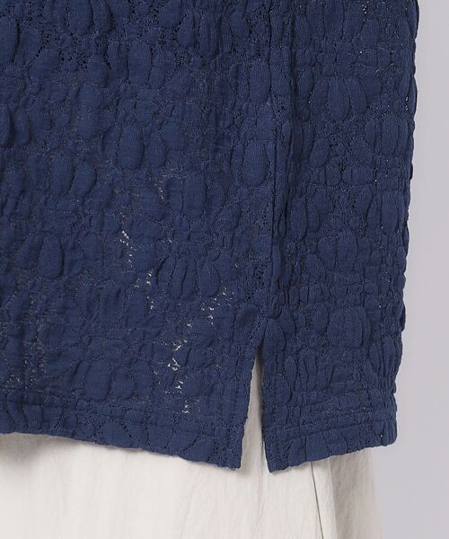 Cutie Blonde（キューティーブロンド）の「◆【インでもアウトでも】ライン入り ぽこぽこレーストップス（Tシャツ/カットソー・レディース・ホワイト系/ベビーピンク/ネイビー・03/04/02）」の21枚目の写真