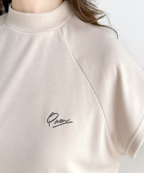 classicalelf(クラシカルエルフ)の「キレイめ大人のフレンチ袖。胸刺繍ラグランモックネックフレンチTシャツ(Tシャツ/カットソー・レディース・グリーン/ブラック/アイボリー/杢グレー・LARGE/MEDIUM/SMALL/X-LARGE)」の8枚目の写真