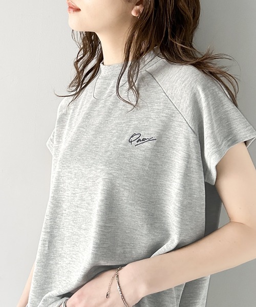 classicalelf(クラシカルエルフ)の「キレイめ大人のフレンチ袖。胸刺繍ラグランモックネックフレンチTシャツ(Tシャツ/カットソー・レディース・グリーン/ブラック/アイボリー/杢グレー・LARGE/MEDIUM/SMALL/X-LARGE)」の18枚目の写真