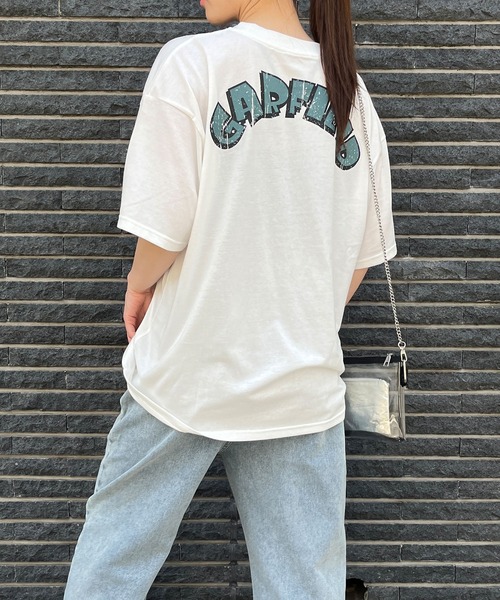 GLAMOROUS JANE(グラマラスジェーン)の「GARFIELDフロントプリントビッグTシャツ(Tシャツ/カットソー・レディース・オフホワイト/モスグリーン/ブラック・FREE)」の9枚目の写真