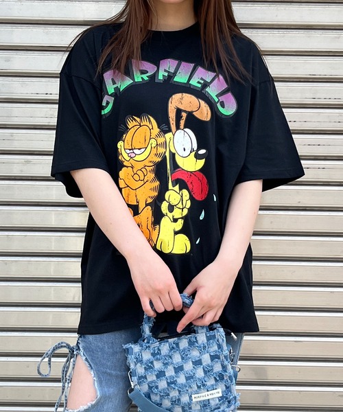 GLAMOROUS JANE(グラマラスジェーン)の「GARFIELDフロントプリントビッグTシャツ(Tシャツ/カットソー・レディース・オフホワイト/モスグリーン/ブラック・FREE)」の11枚目の写真