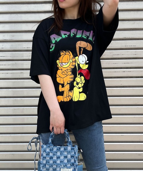 GLAMOROUS JANE(グラマラスジェーン)の「GARFIELDフロントプリントビッグTシャツ(Tシャツ/カットソー・レディース・オフホワイト/モスグリーン/ブラック・FREE)」の12枚目の写真