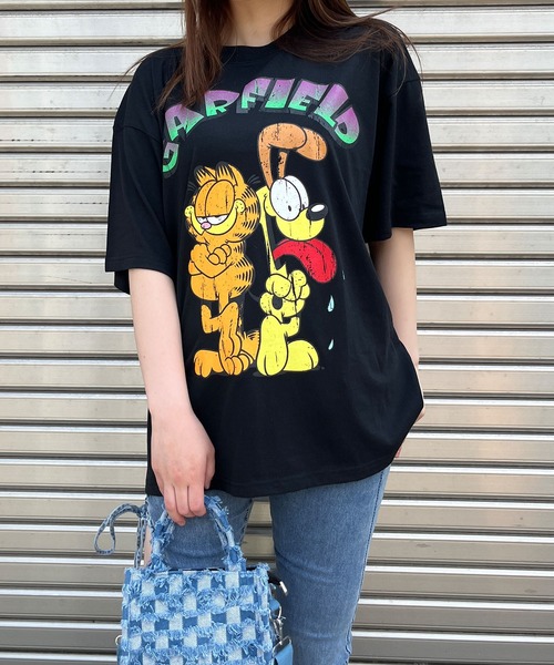 GLAMOROUS JANE(グラマラスジェーン)の「GARFIELDフロントプリントビッグTシャツ(Tシャツ/カットソー・レディース・オフホワイト/モスグリーン/ブラック・FREE)」の13枚目の写真
