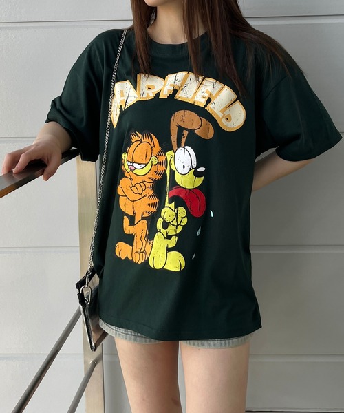 GLAMOROUS JANE(グラマラスジェーン)の「GARFIELDフロントプリントビッグTシャツ(Tシャツ/カットソー・レディース・オフホワイト/モスグリーン/ブラック・FREE)」の17枚目の写真
