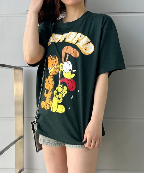 GLAMOROUS JANE(グラマラスジェーン)の「GARFIELDフロントプリントビッグTシャツ(Tシャツ/カットソー・レディース・オフホワイト/モスグリーン/ブラック・FREE)」の19枚目の写真